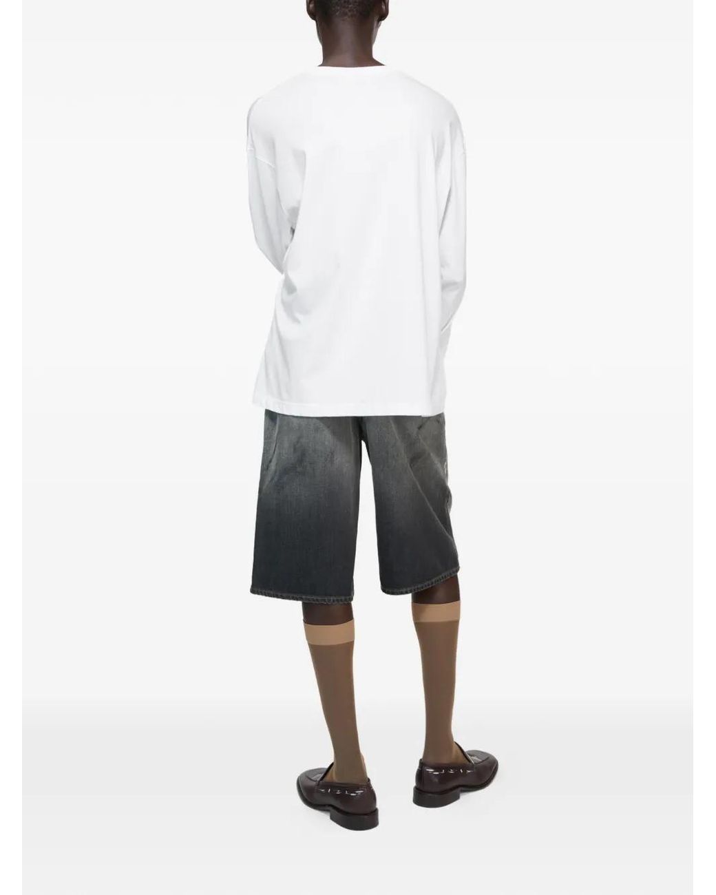 Acne White T-Shirt À Logo