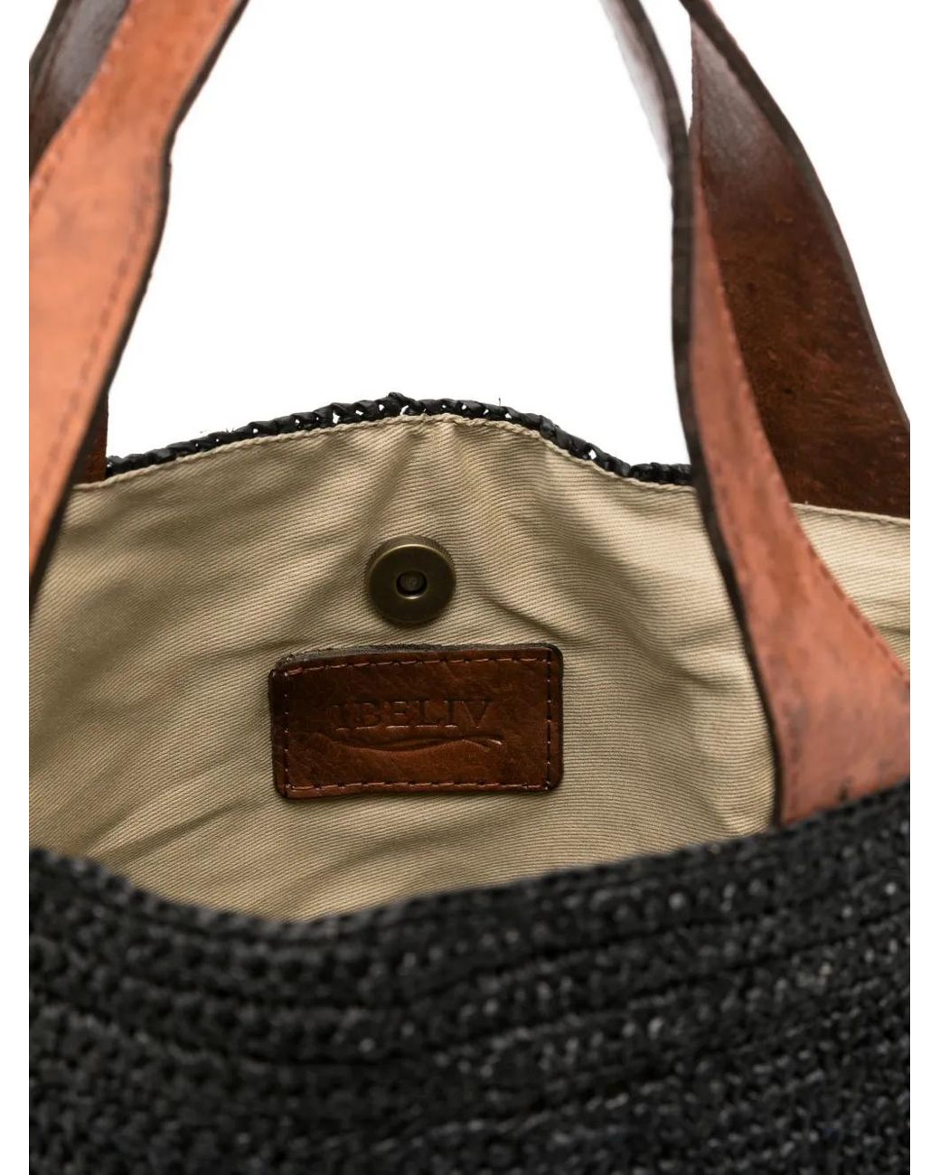 IBELIV Black Onja Raffia Fringed Tote Bag