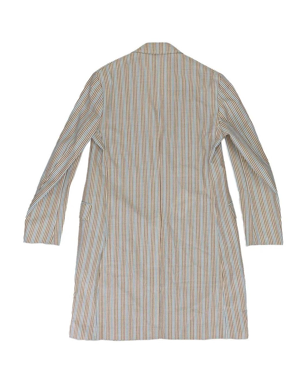 Lanvin Gray Striped Longline Coat for men
