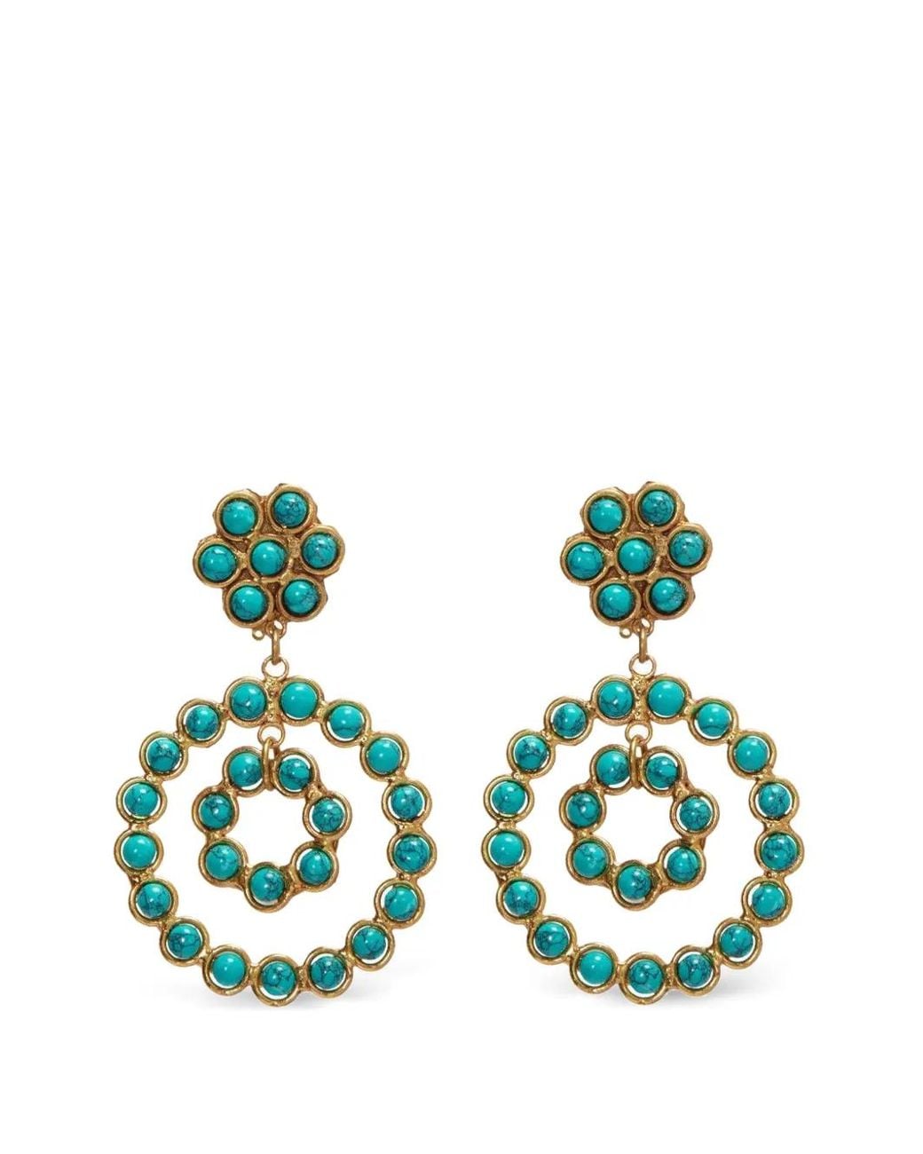 Sylvia Toledano Green Happy Flower Malachite Earrings