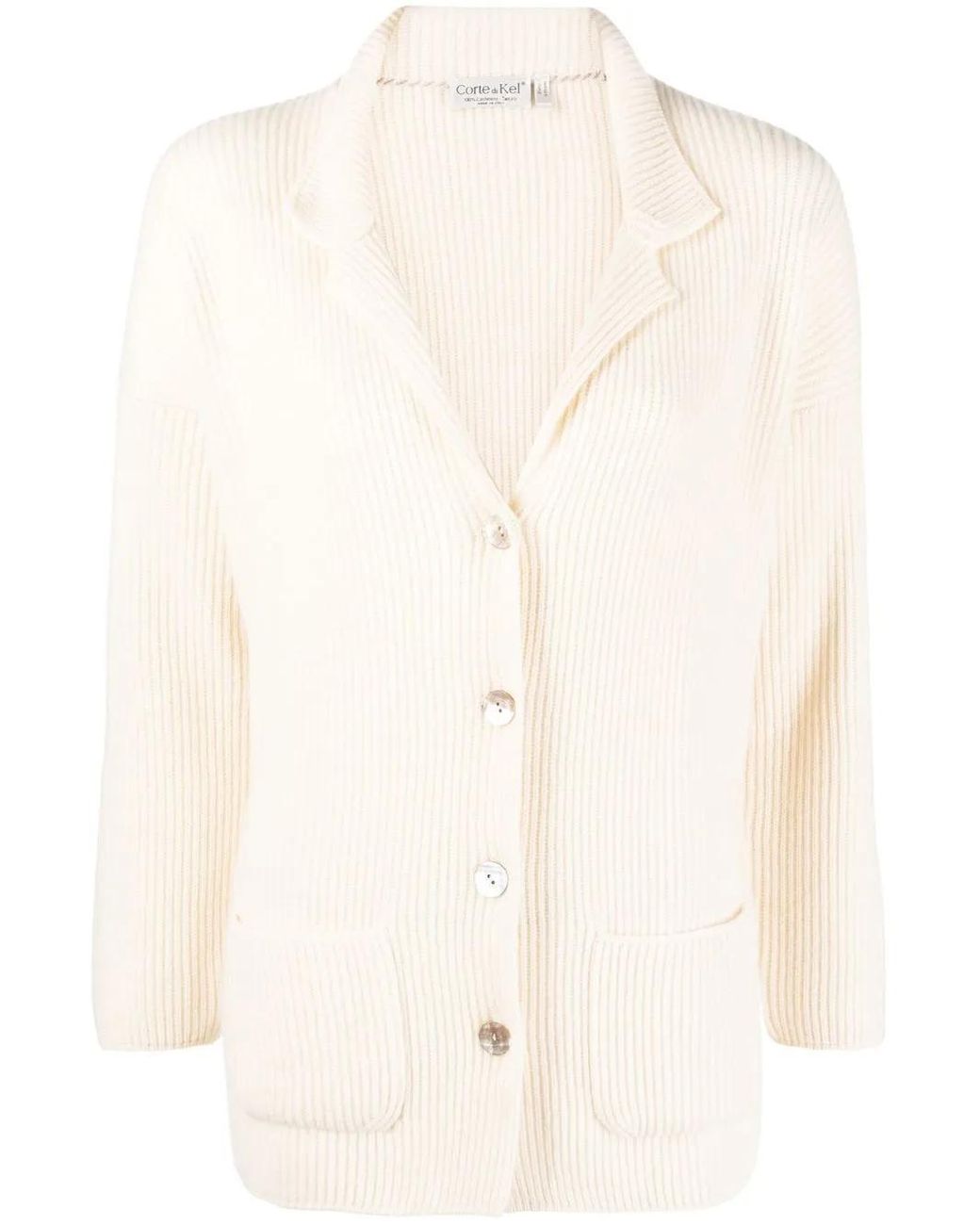 CORTE DI KEL Natural Ribbed-Knit Cardigan