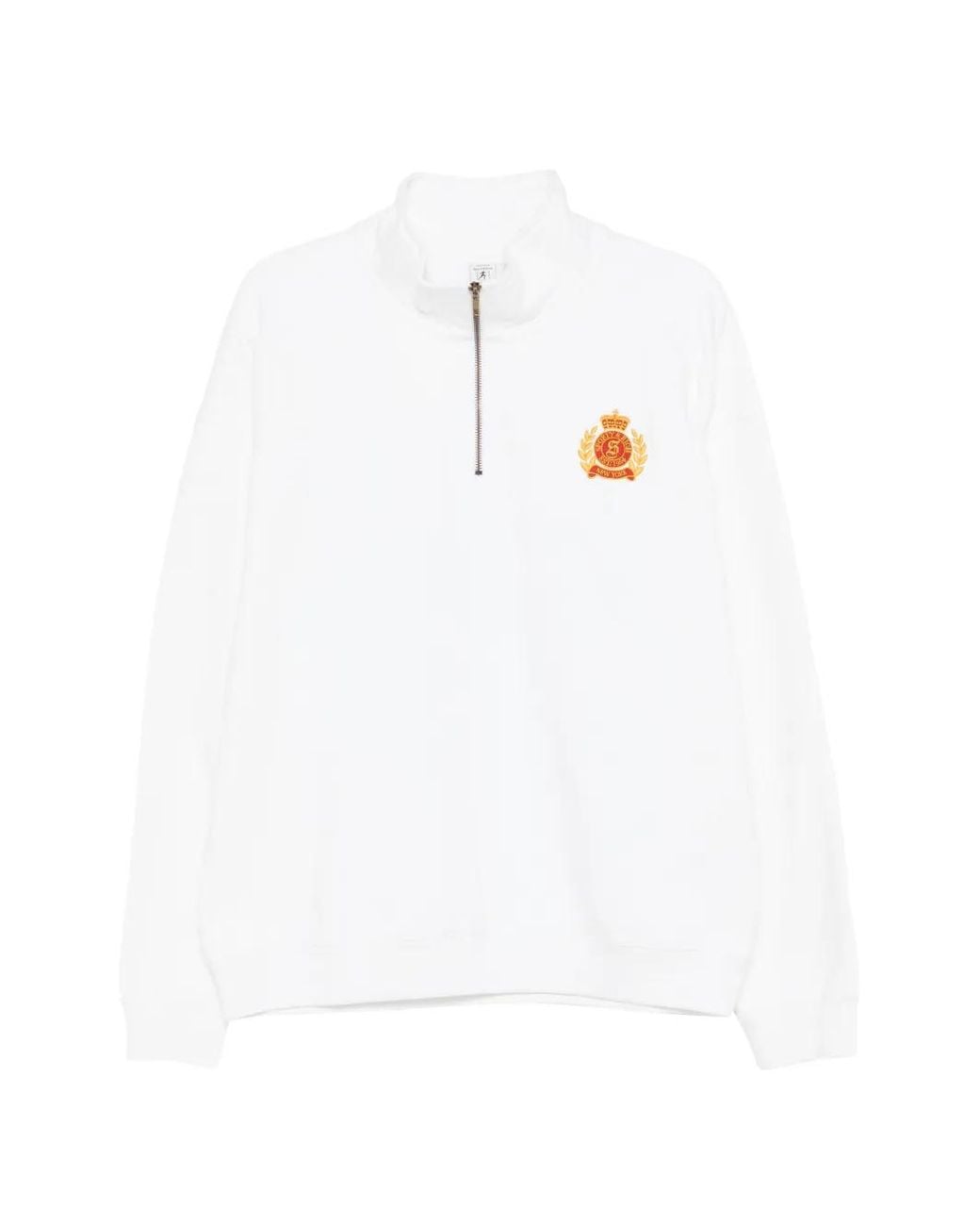 Sporty & Rich White Zip-Up Logo-Patch Sweatshirt for men