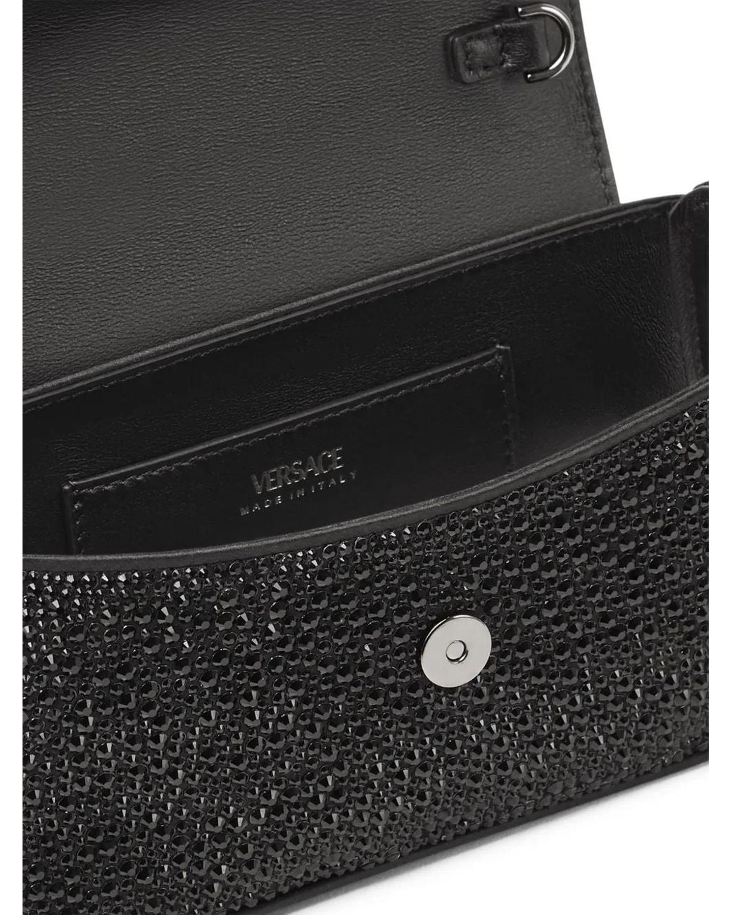 Versace Black La Medusa Crystal-Embellished Mini Bag
