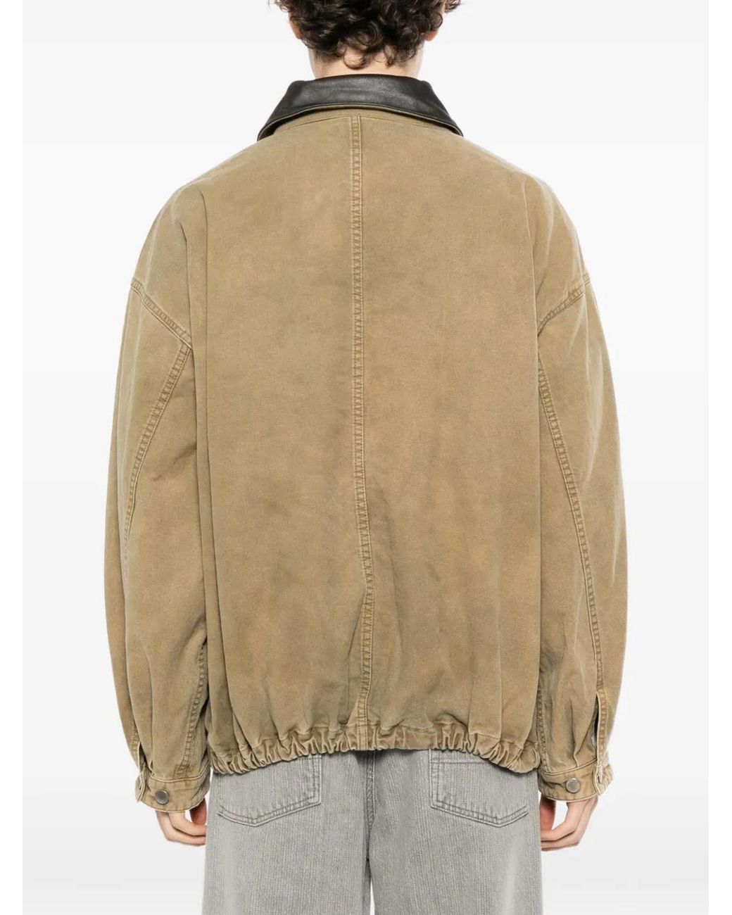 Ssstein Natural Contrast-Collar Jacket