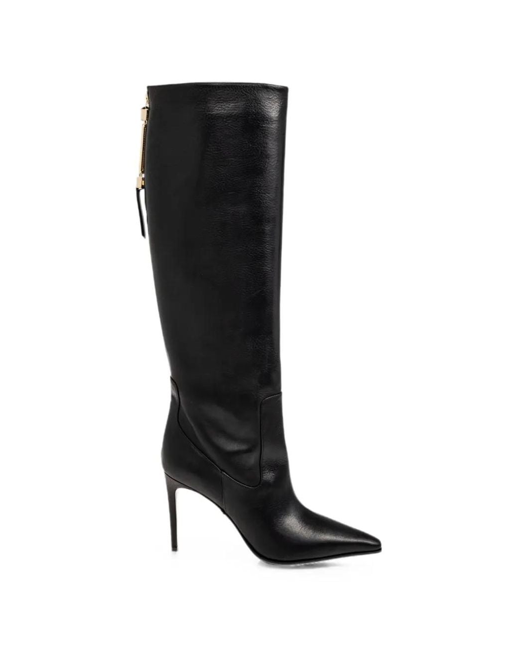 DSquared² Black Pointed-Toe Zip-Fastening Knee-High Boots