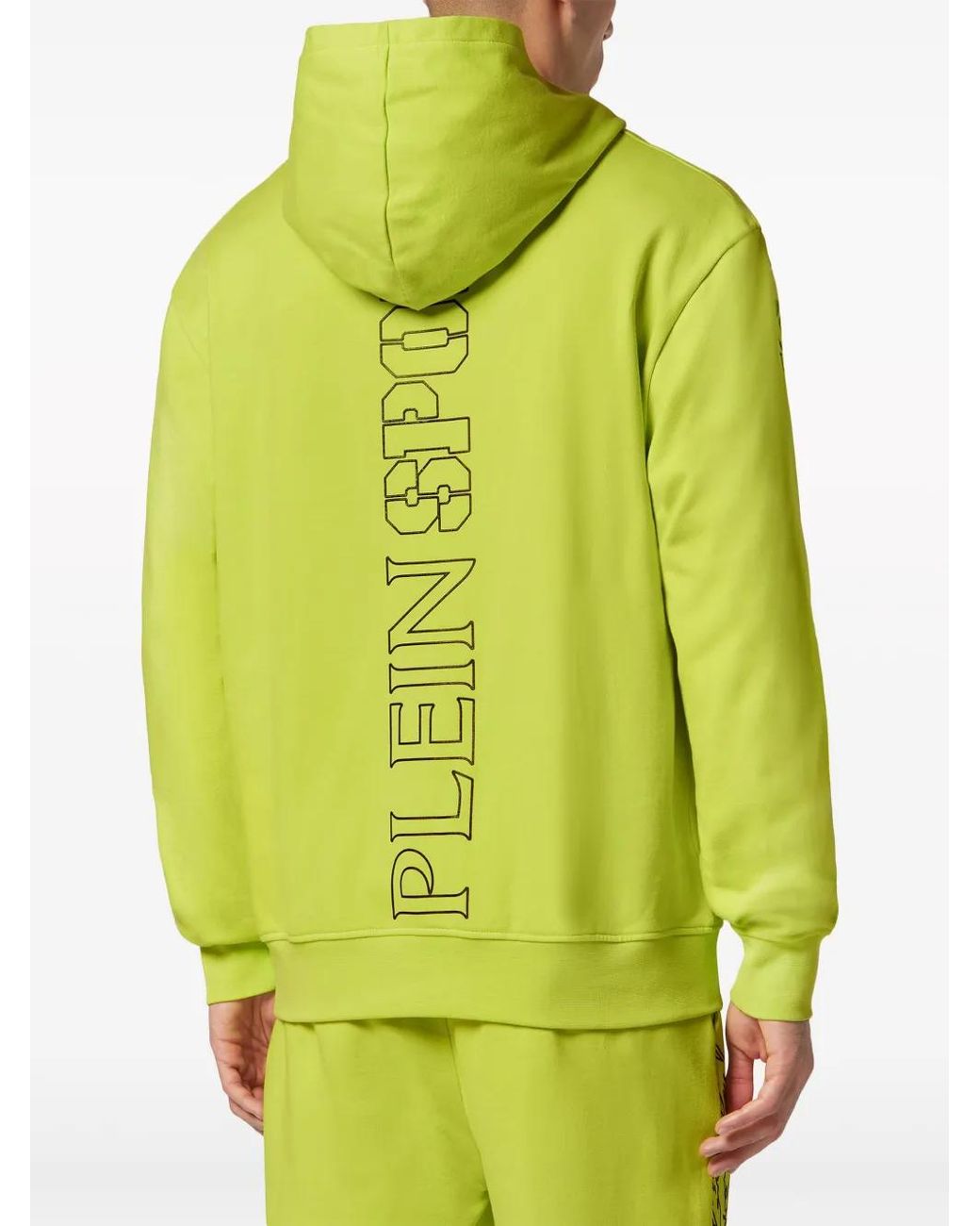 Philipp Plein Green Logo-Print Cotton Hoodie for men