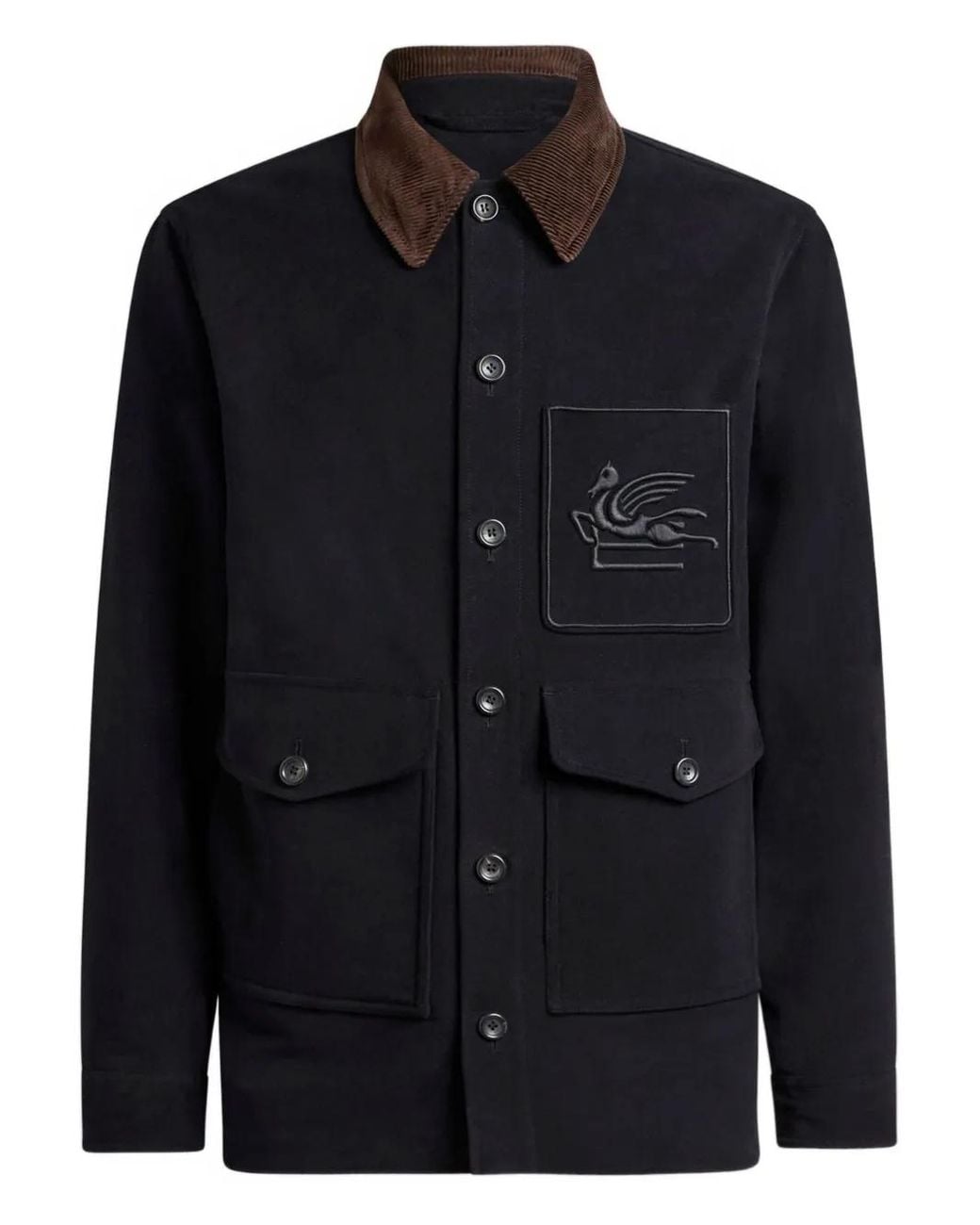 Etro Black Pegasus Jacket With Applique for men