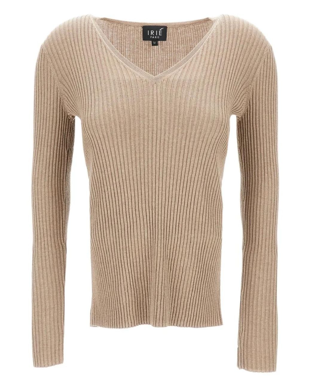 Irie Natural V-Neck Ribbed-Knit Jumper