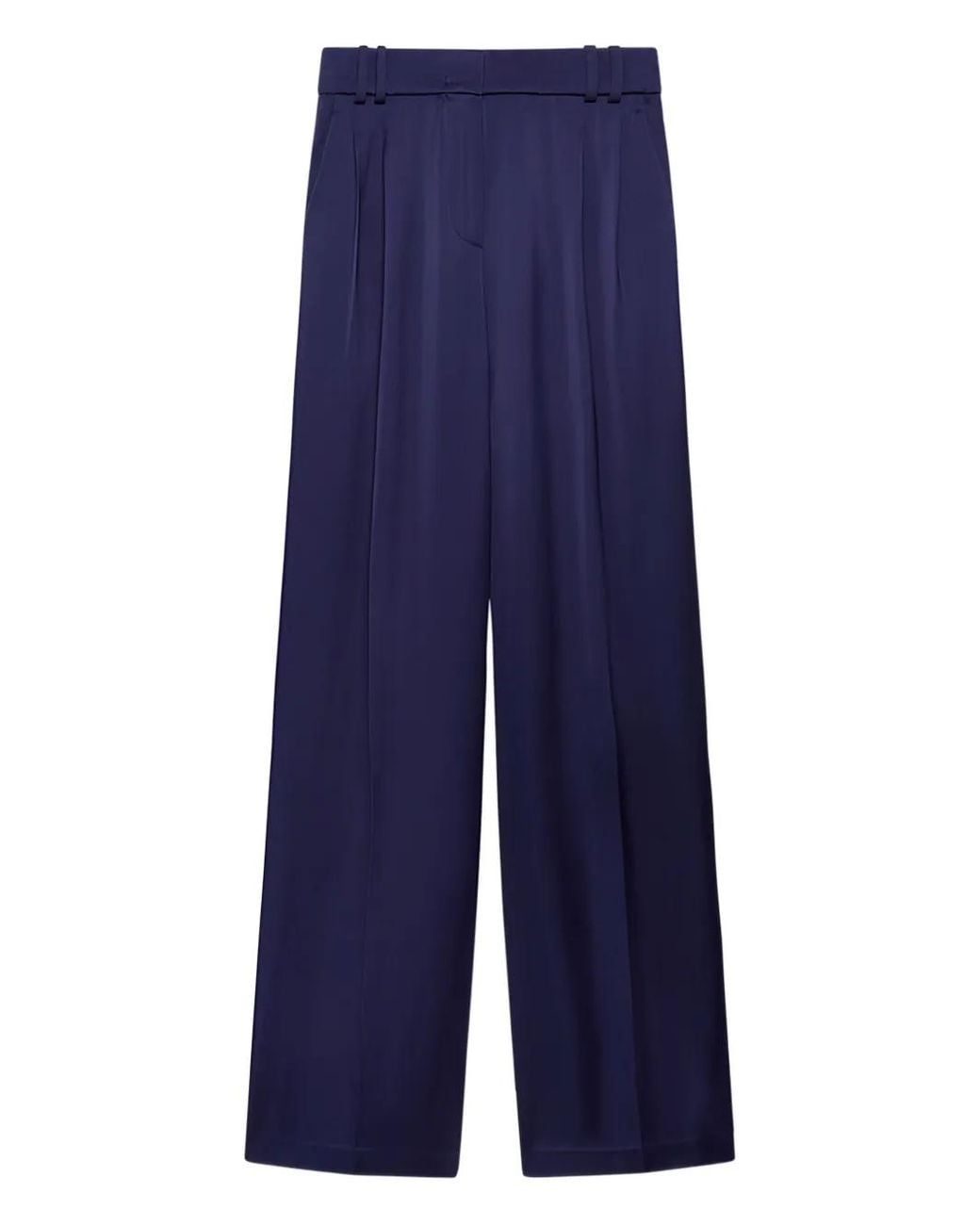 Another Tomorrow Blue Pleated Satin Trousers