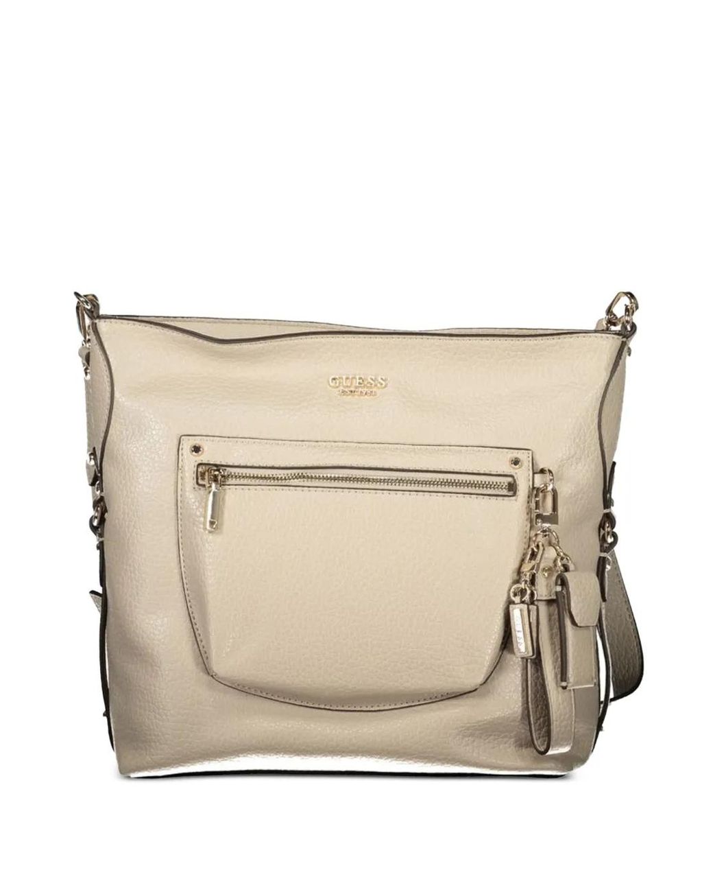 Guess Natural Sac Cabas À Effet Grainé Et Poches Zippées
