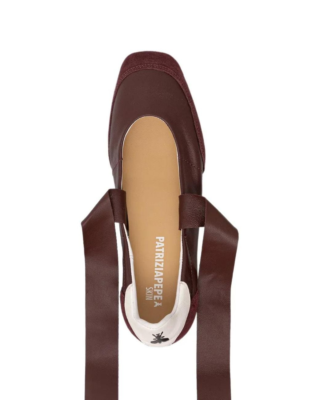 Patrizia Pepe Brown Leather Tie-Fastening Ballet Flats