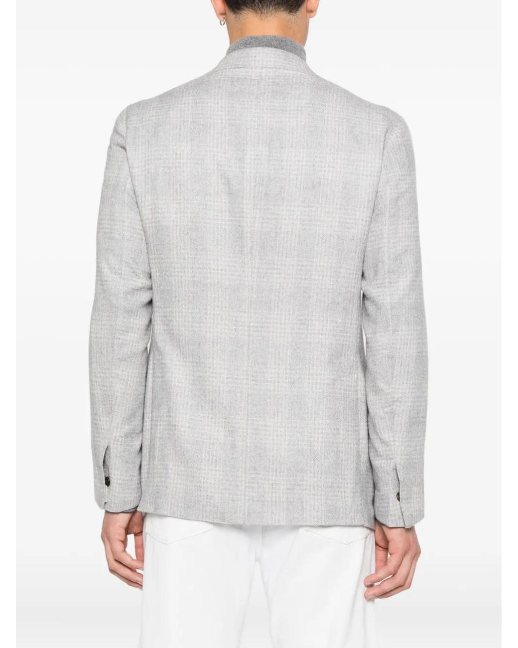Eleventy Gray Checked Single-Breasted Blazer for men