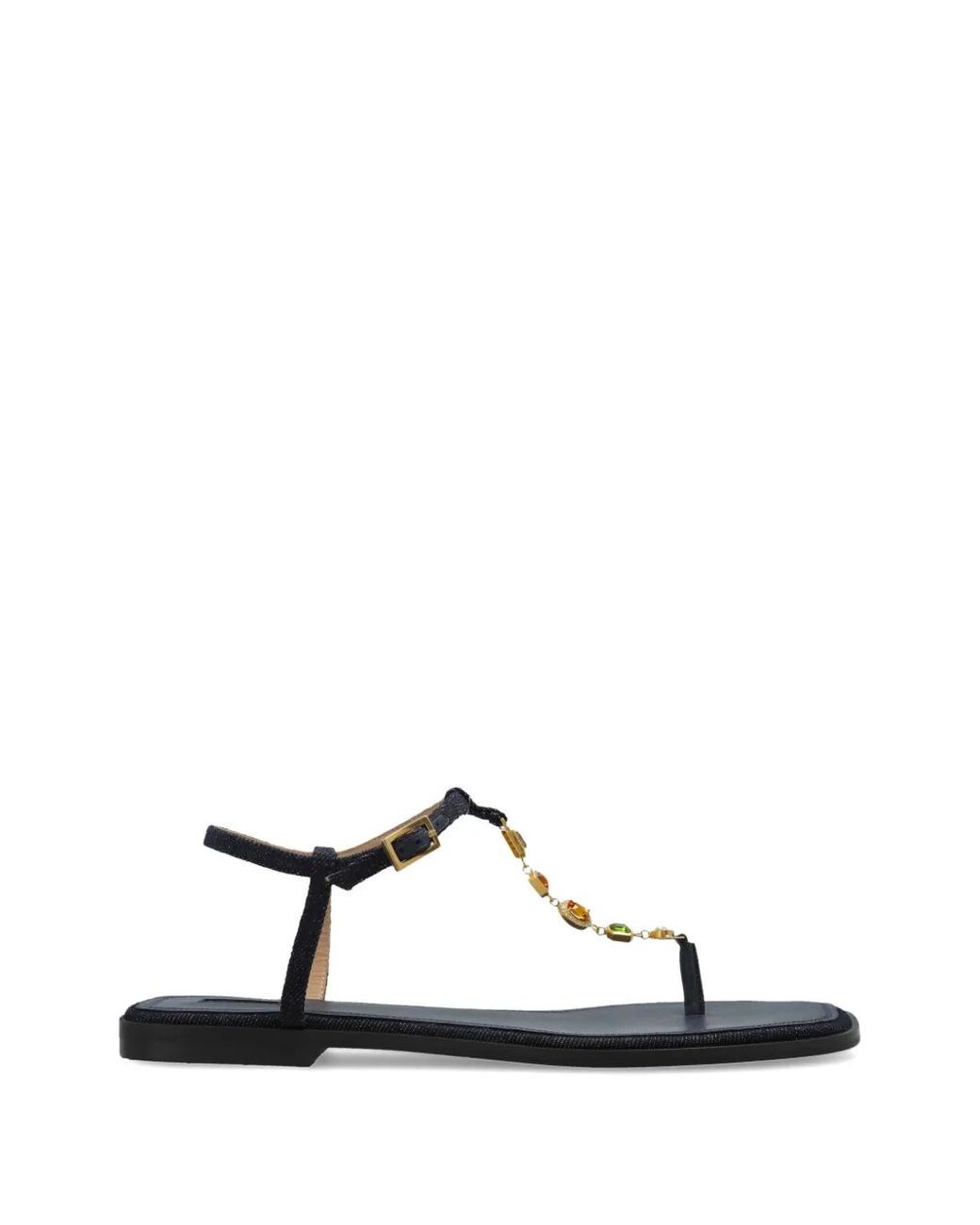 NODALETO White Jewel Strap Sandals
