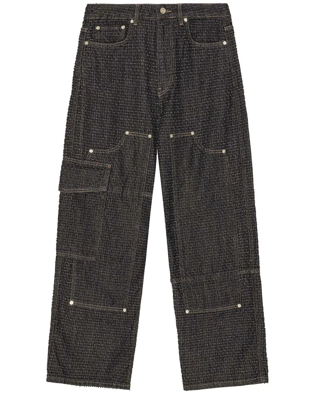 Ganni Gray Fluffy Wide-Leg Jeans