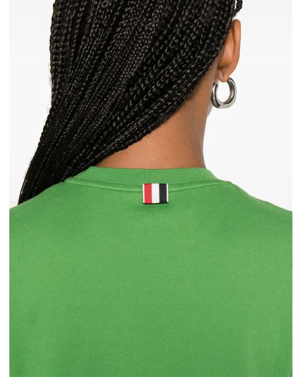 Thom Browne Green Jersey 4-Bar Short Sleeve Tee