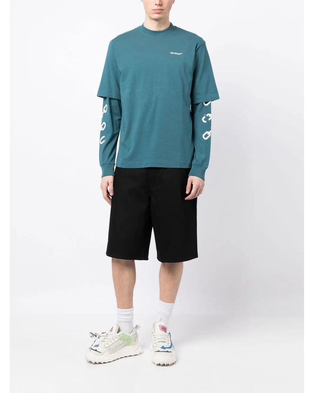 Off-White c/o Virgil Abloh Black Logo-Print Knee-Length Shorts for men