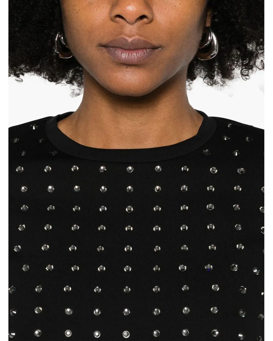 Sportmax Black Long-Sleeved Top With Rhinestone Embellishments