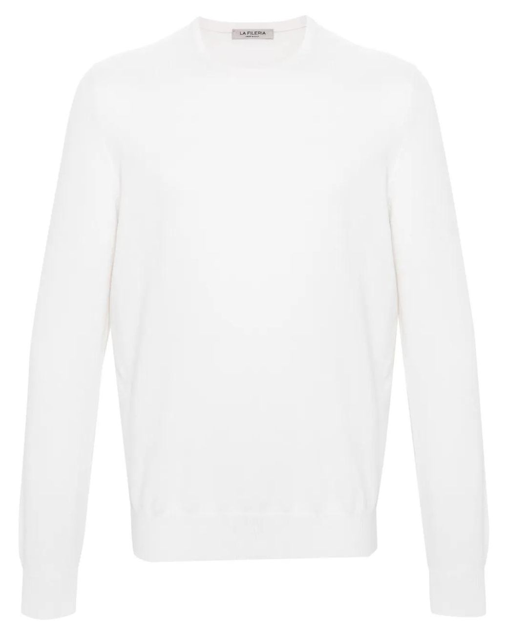 Fileria White Fine-Knit Cashmere Sweater for men