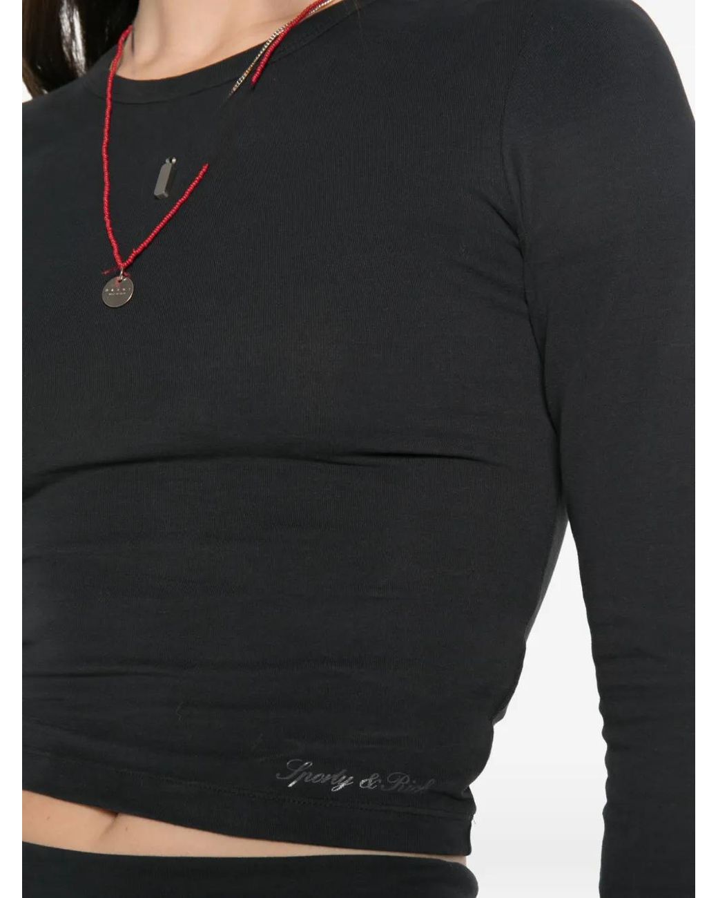 Sporty & Rich Black Vaina Long-Sleeve T-Shirt