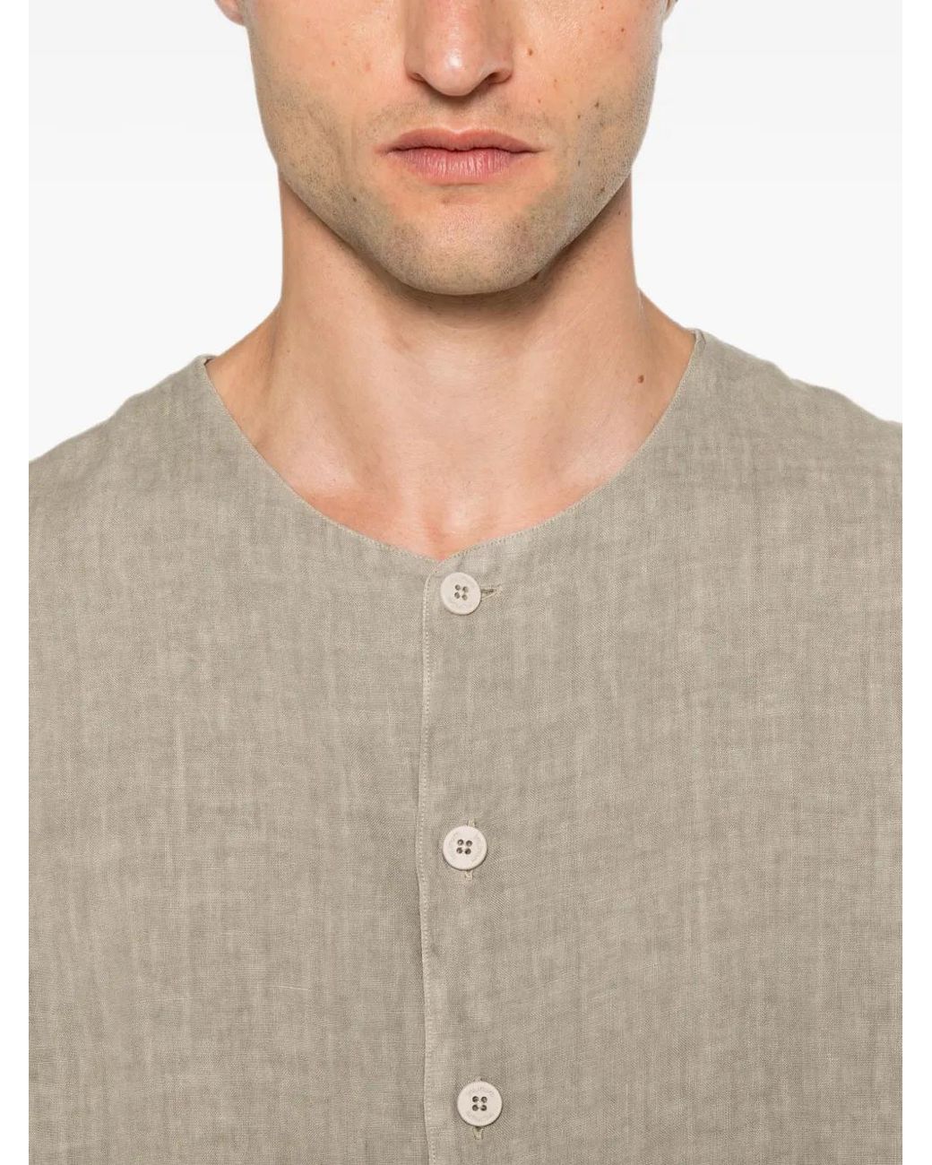 INLINUM Natural Collarless Long-Sleeve Shirt for men