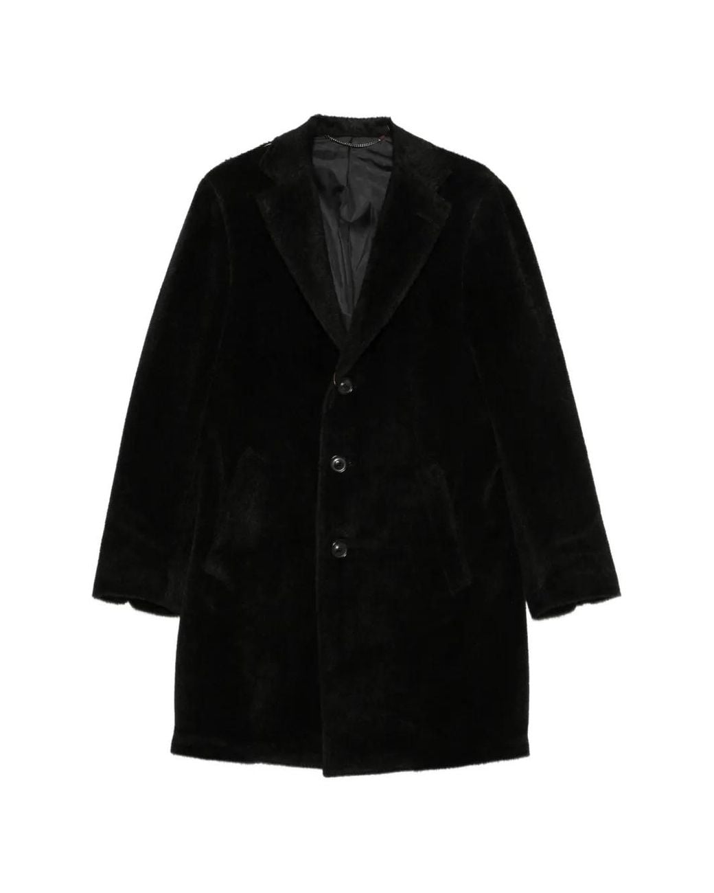 Canali Black Single-Breasted Notched-Lapel Coat for men