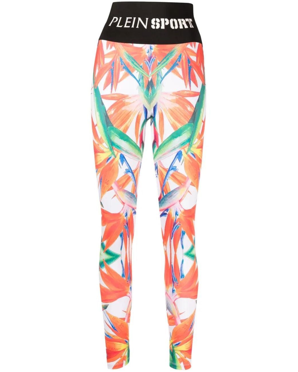 Philipp Plein Red Floral-Print Stretch Leggings