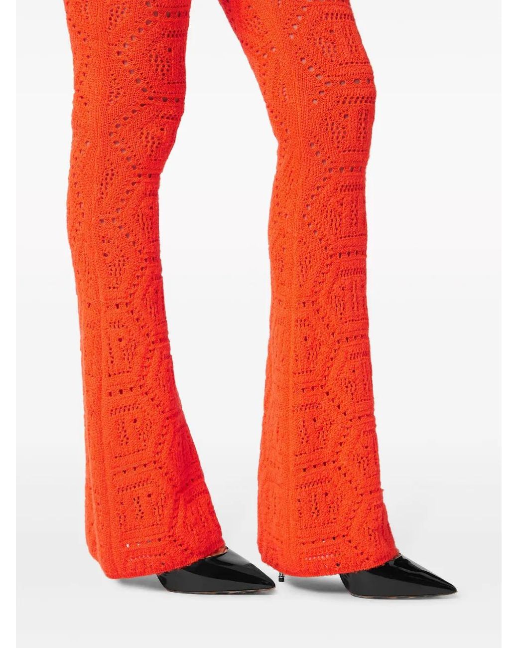 Philipp Plein Red Pantalon Évasé À Motif Monogrammé
