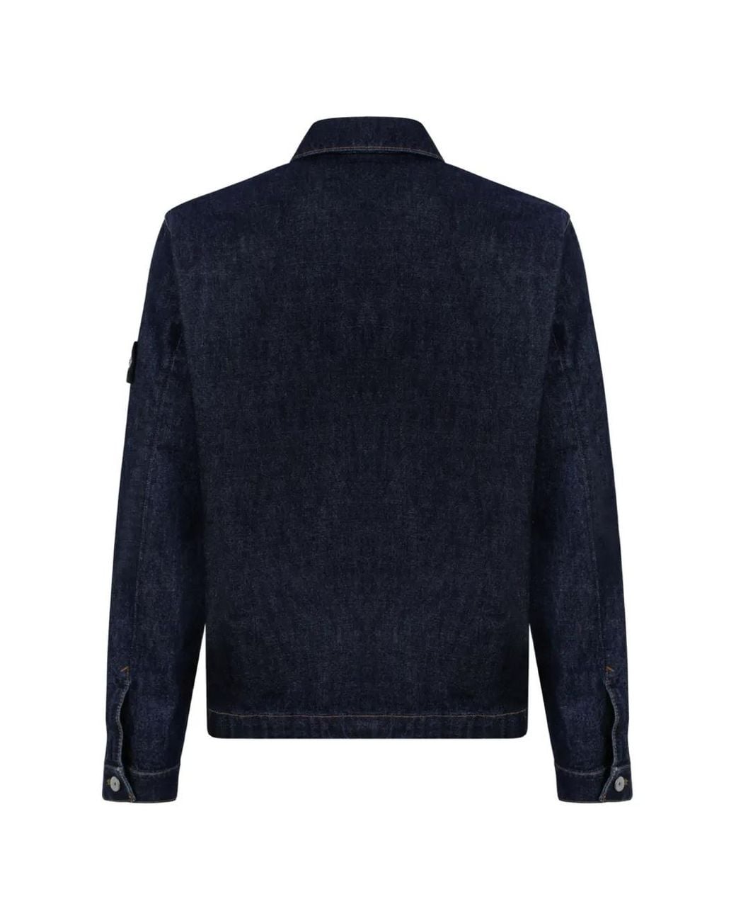 Stone Island Blue Logo-Patch Denim Jacket for men