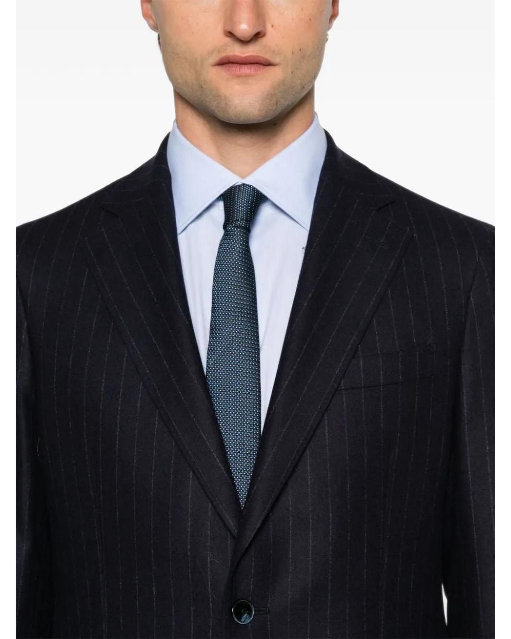 Luigi Bianchi Blue Pinstripe-Pattern Single-Breasted Suit for men