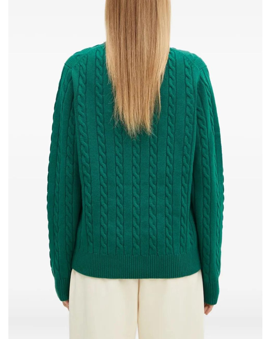 Fila Green Cable-Knit Logo Sweater