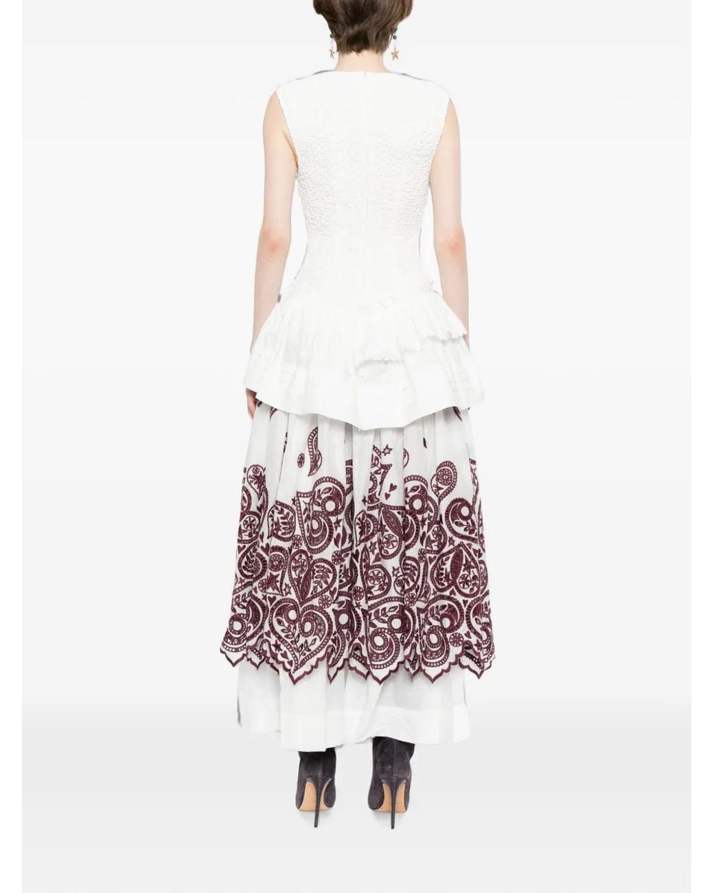 ALÉMAIS White Smocked Embroidered Dress