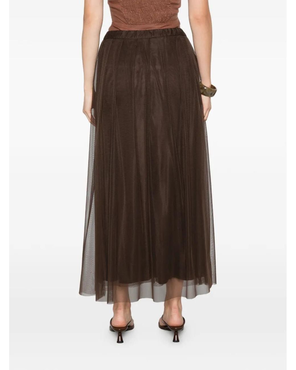 Alpha Studio Brown Tulle Maxi Skirt