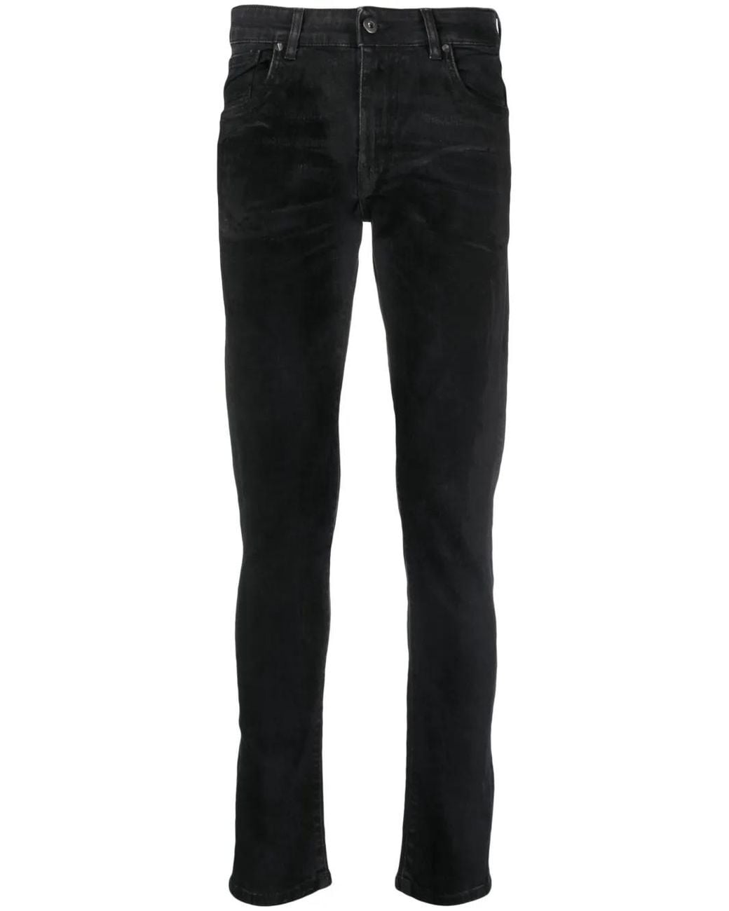 Salvatore Santoro Black Logo-Patch Straight-Leg Jeans for men