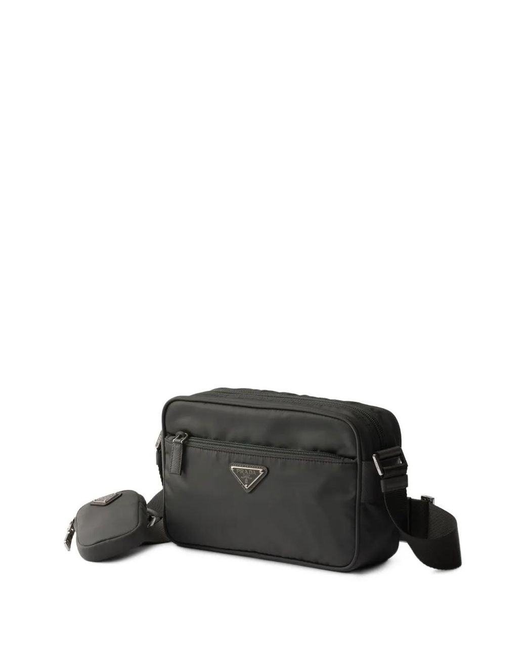 Prada Black Zip Pouch Woven Strap Shoulder Bag