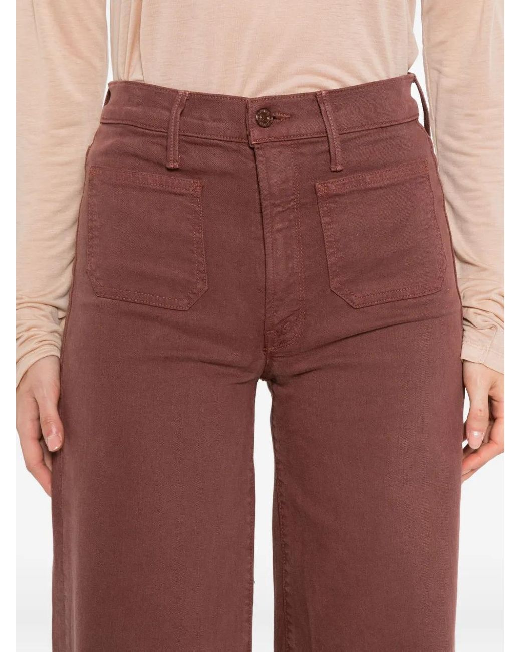 Mother Red Patch-Pockets Jeans