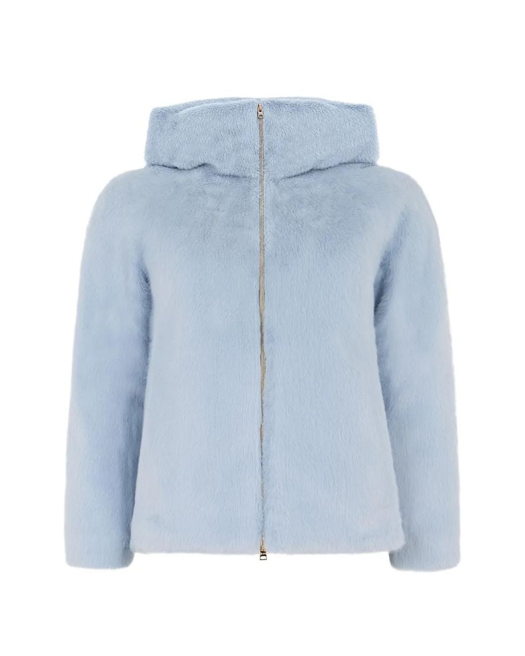 Herno Blue Faux-Fur Hooded Jacket