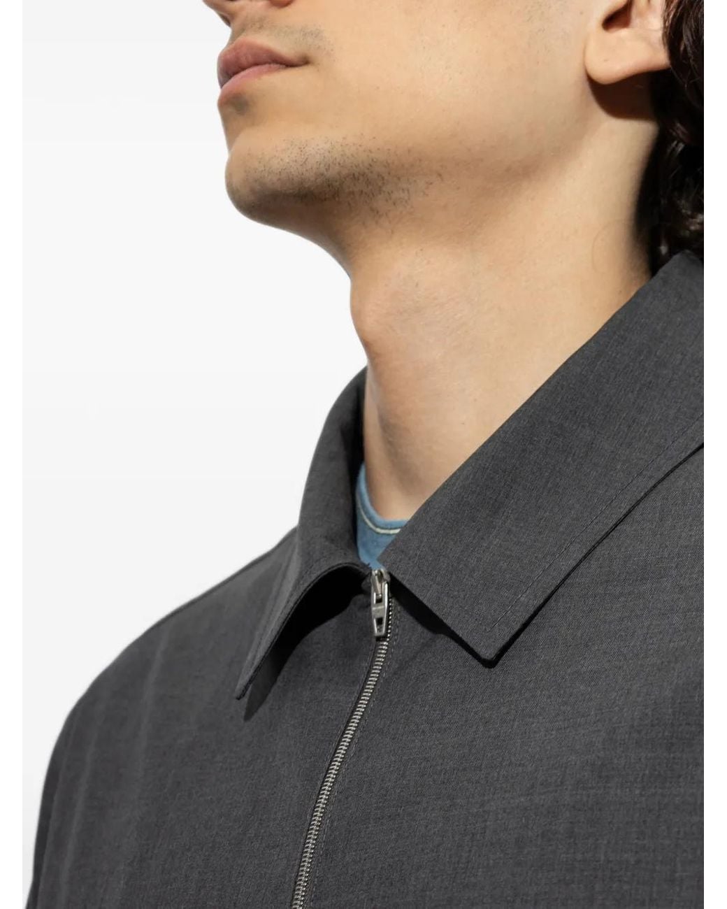 Jil Sander Gray Wool Zip-Up Jacket for men