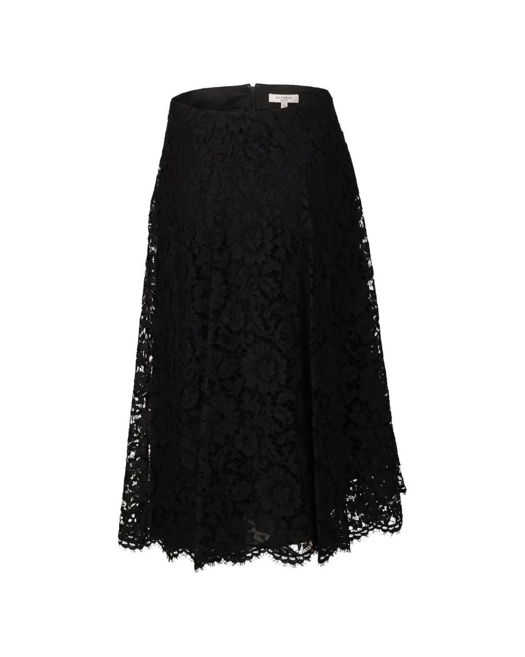 Valentino Garavani Black Floral Lace Midi Skirt