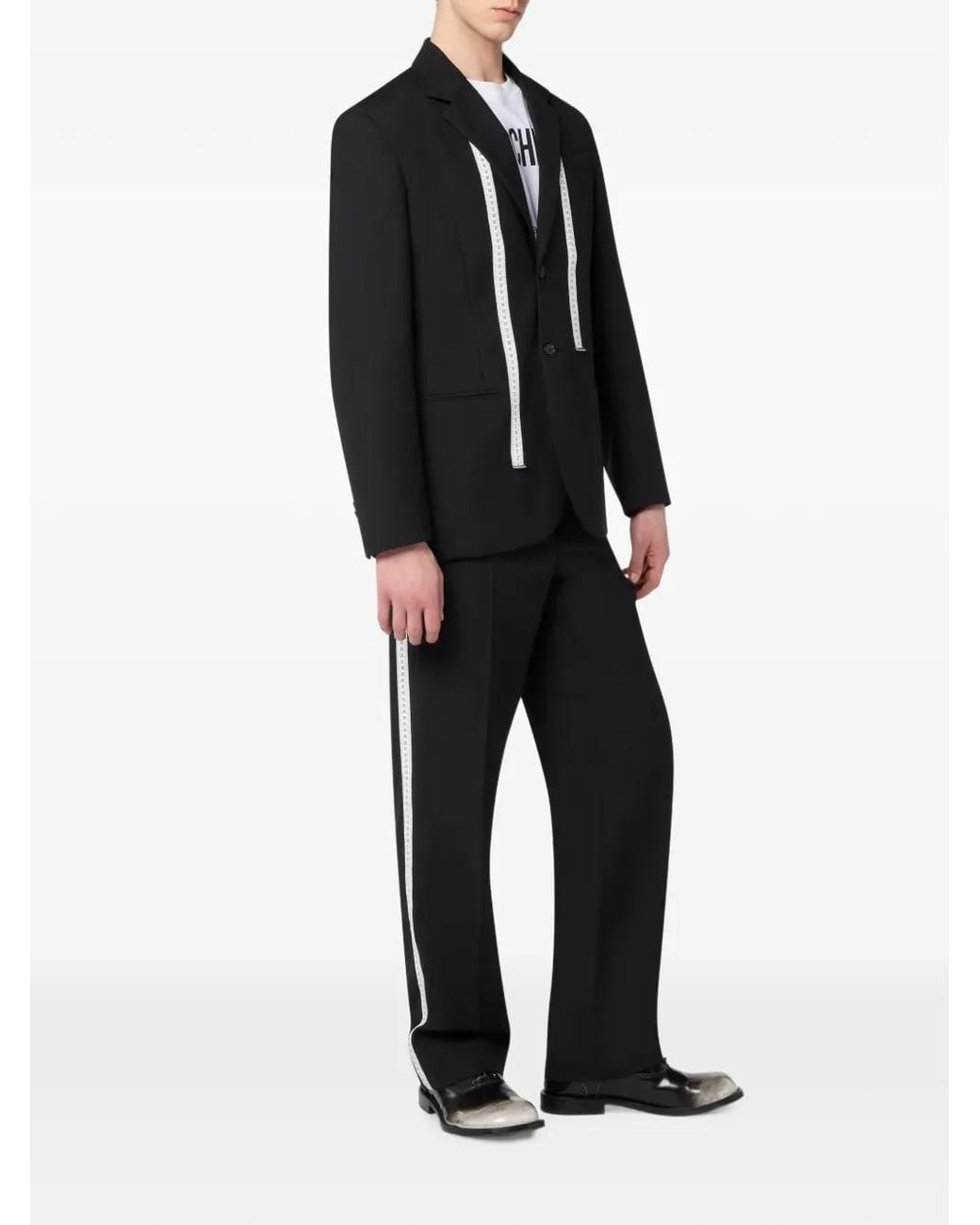 Moschino Black Veste Imprimée En Laine for men