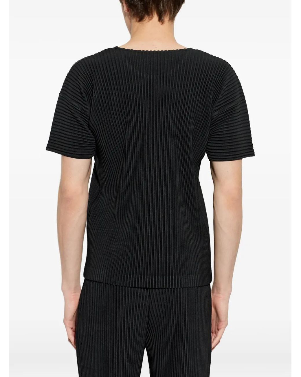 Homme Plissé Issey Miyake Black T-Shirt À Design Plissé for men