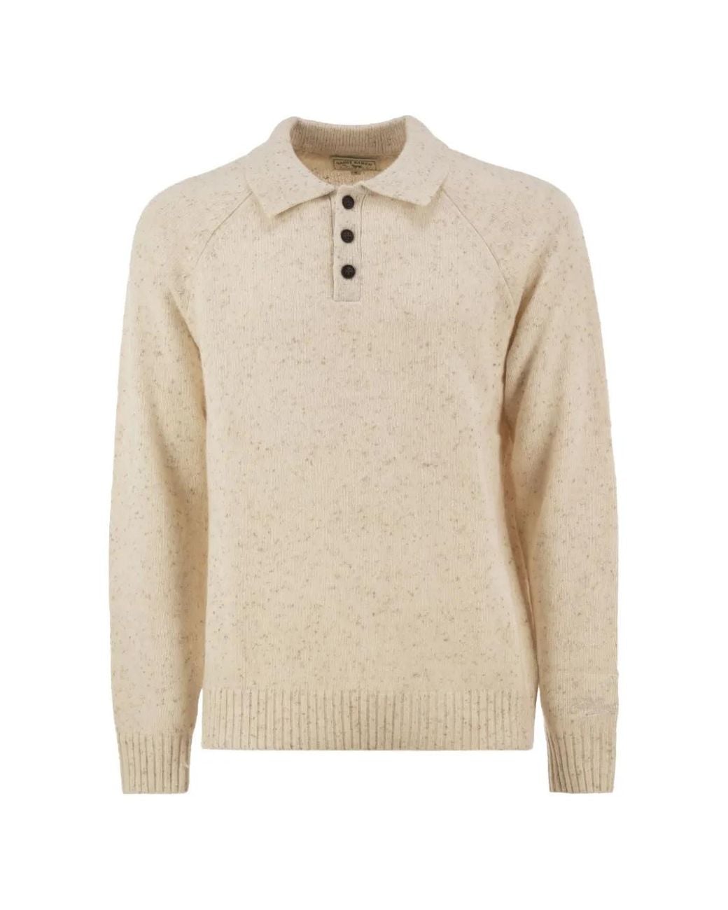 Mc2 Saint Barth Natural Alfie Wool-Blend Donegal Knit Polo for men
