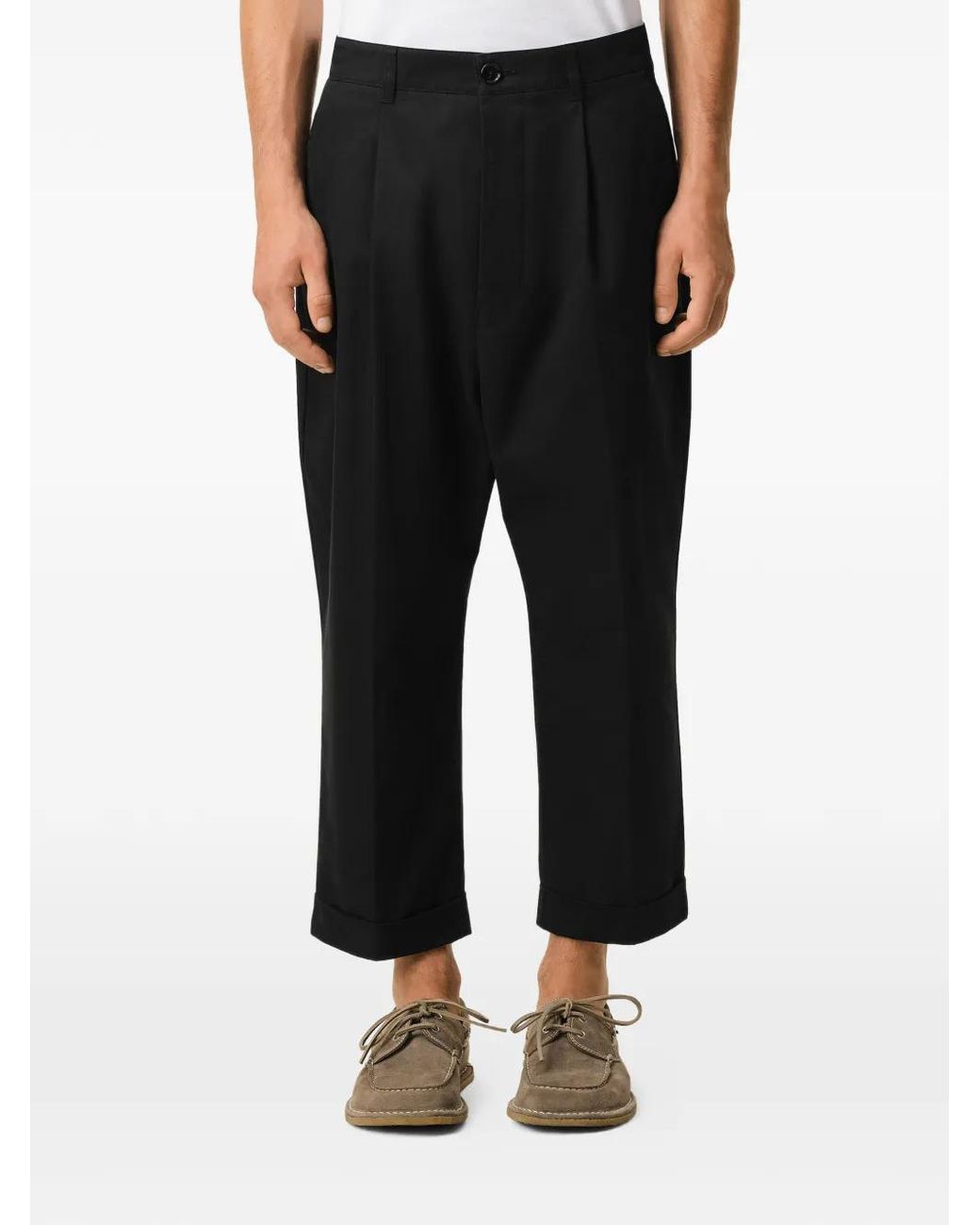 AMI Black Carrot Oversized Cotton Trousers for men