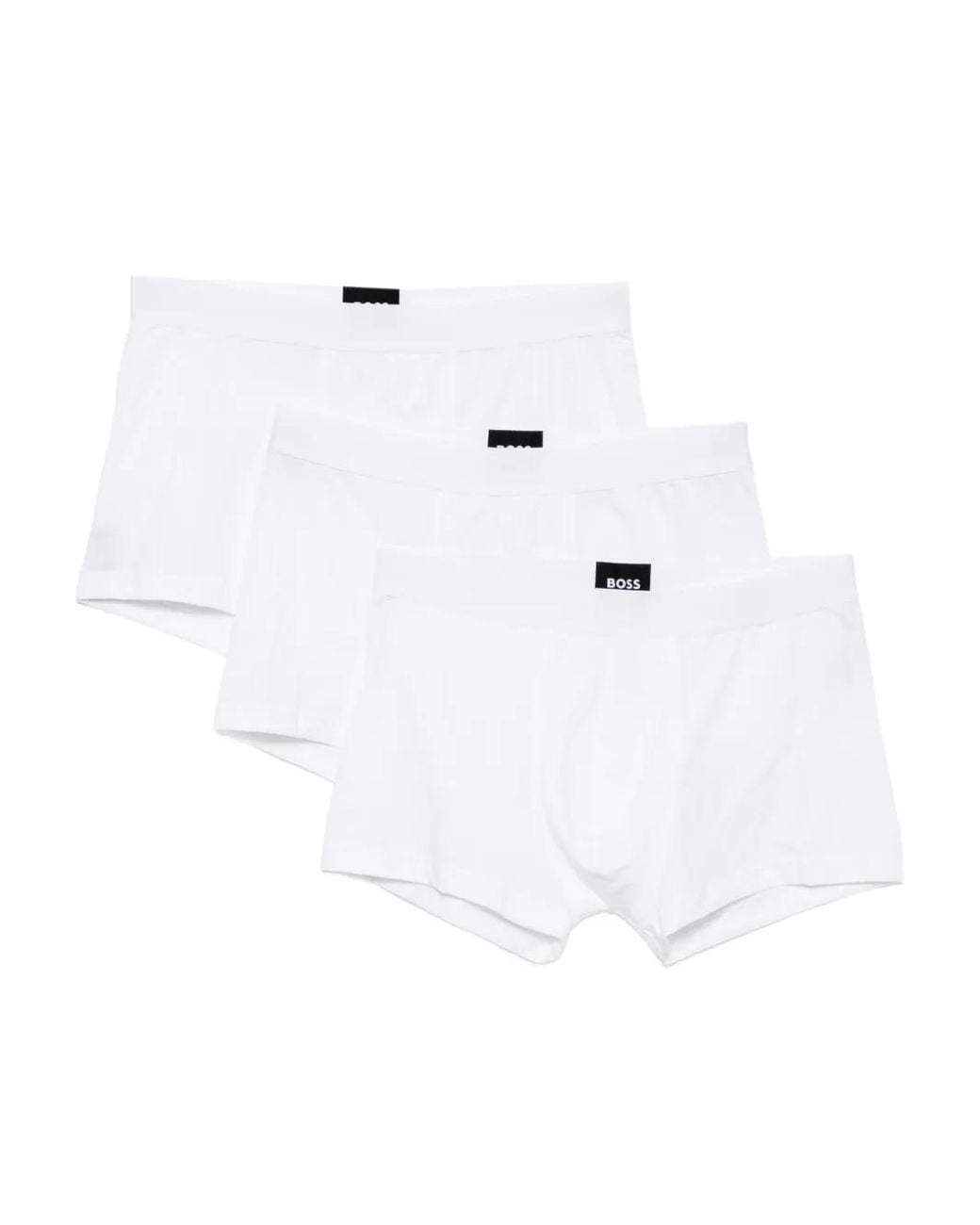 Boss White Three-Pack Of Stretch-Cotton Trunks for men