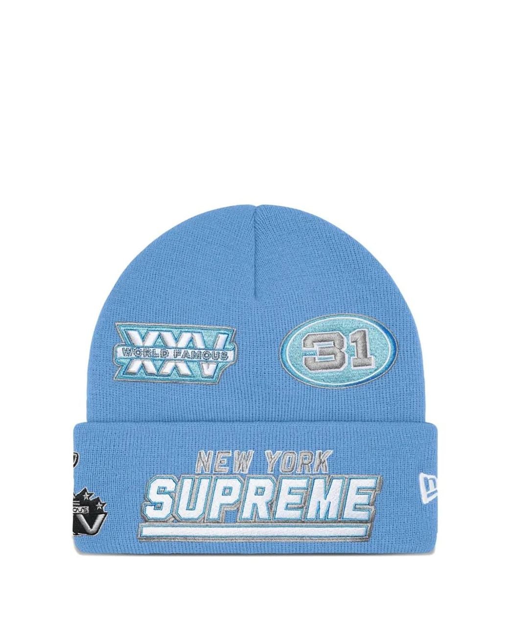 Supreme Blue X New Era Football Beanie Hat