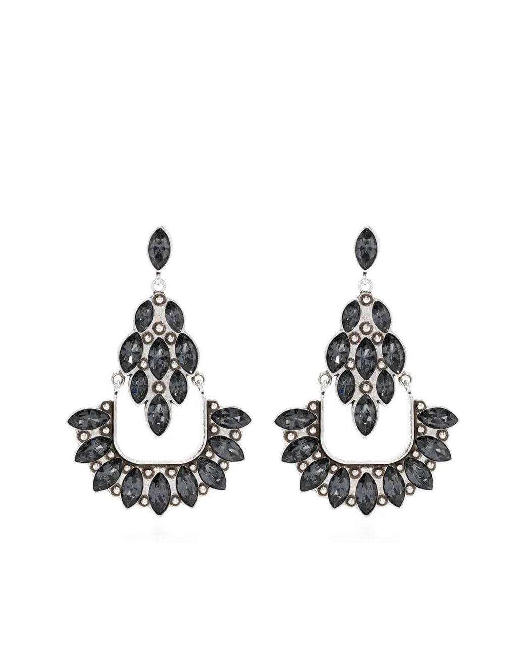 Isabel Marant White Crystal-Embellished Drop Earrings