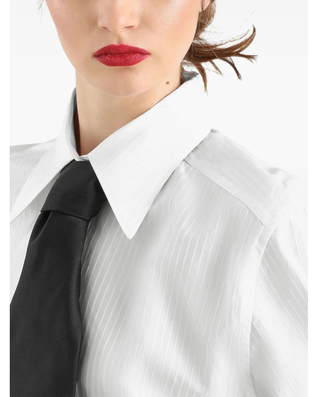 Dolce & Gabbana White Striped-Poplin Shirt
