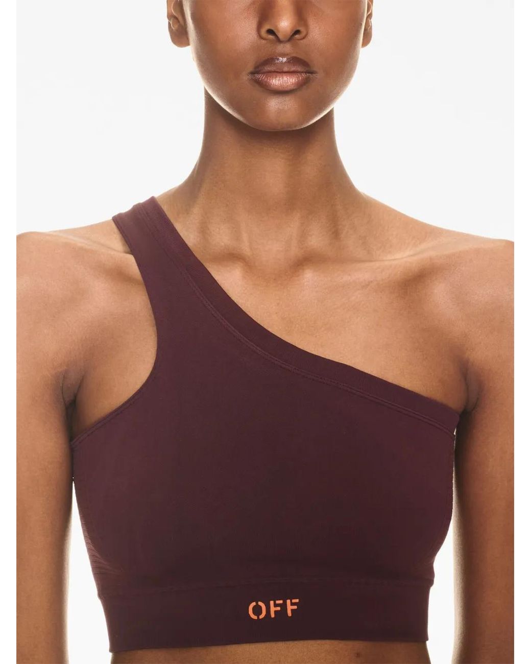 Off-White c/o Virgil Abloh Purple Off Stamp One-Shoulder Sports Bra