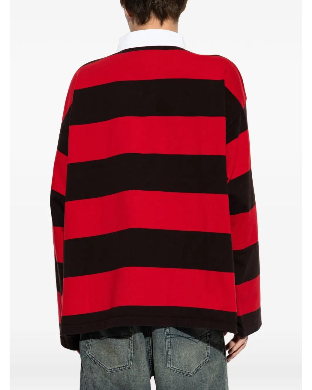 Balenciaga Red Long-Sleeve Polo Shirt for men