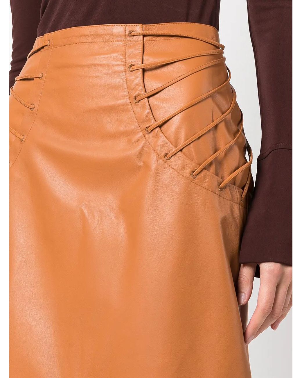 Rochas Orange Pencil Midi Skirt