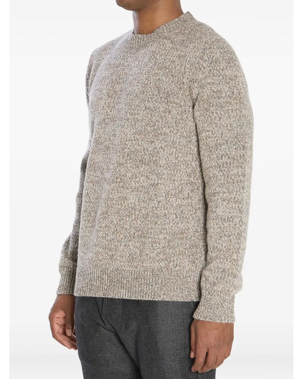 Barena Gray Speckled Crew-Neck Wool Sweater for men